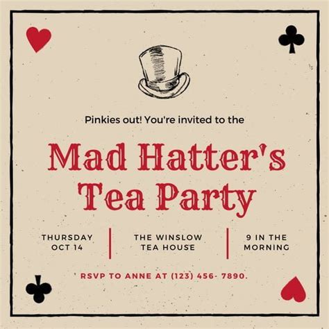 Free Mad Hatter Tea Party Invitation Template