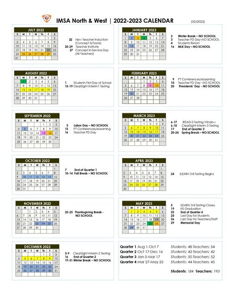 School Calendar – Student Life – Indiana Math and Science Academy (IMSA) West