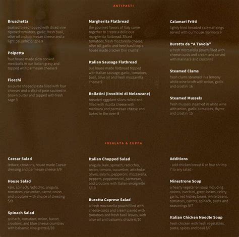 A Tavola Menu, Menu for A Tavola, Evergreen, Denver - Urbanspoon/Zomato