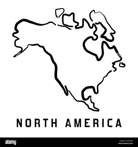 North America simple map outline - smooth simplified continent shape ...