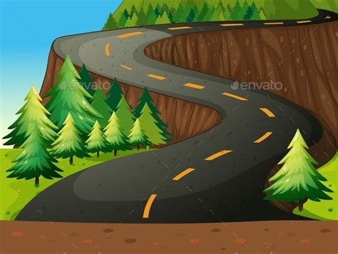 Road | Road drawing, Winding road, Landscape trees