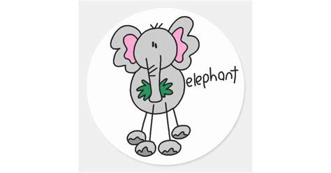 Elephant Stick Figure Stickers Sticker | Zazzle