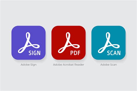 Adobe Sign, Adobe Acrobat Reader, logotipos de Adobe Scan 18994775 Vector en Vecteezy