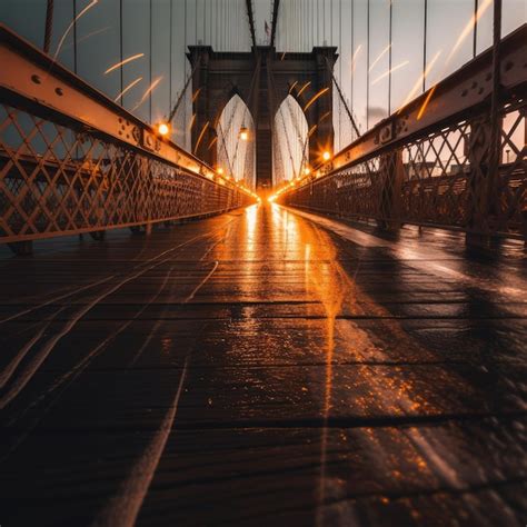 Premium AI Image | sunset on the brooklyn bridge