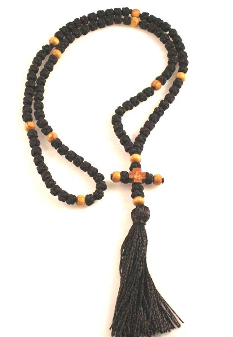 Orthodox Prayer Rope Black Color with 100 Knots and Wooden Beads – anastasisgiftshop.com