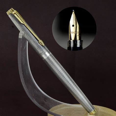 Vintage parker 75 sterling silver fountain pen with 14K gold medium nib