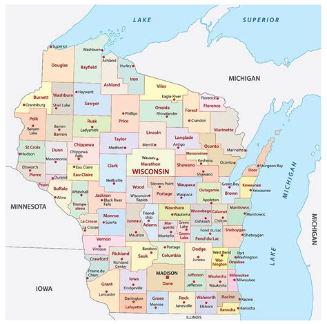 Map Wisconsin Counties - London Top Attractions Map