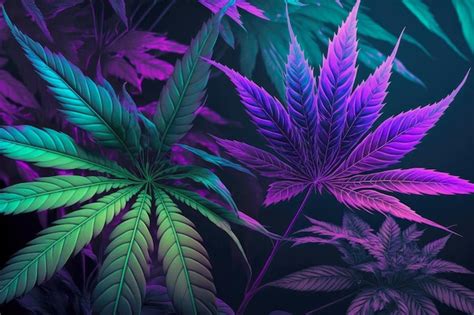 Premium Photo | Green and purple shades in cannabis plants leaves