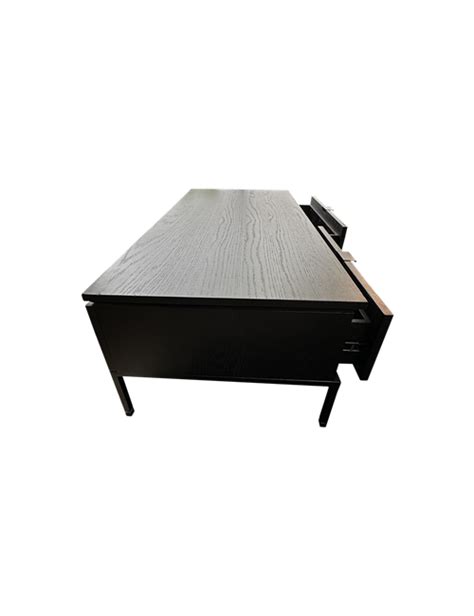 120cml Black Oak veneer black metal coffee table - Furniture-Living Room Furniture : Affordable ...