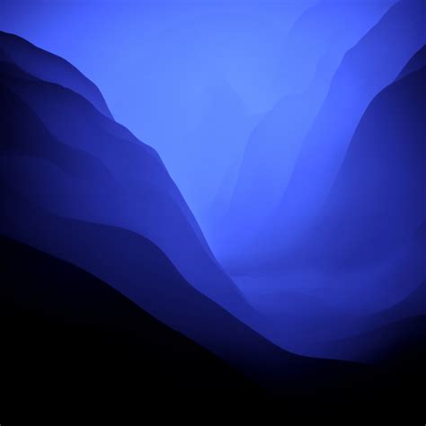 macOS Monterey Wallpaper 4K, Blue aesthetic, Stock, Dark Mode