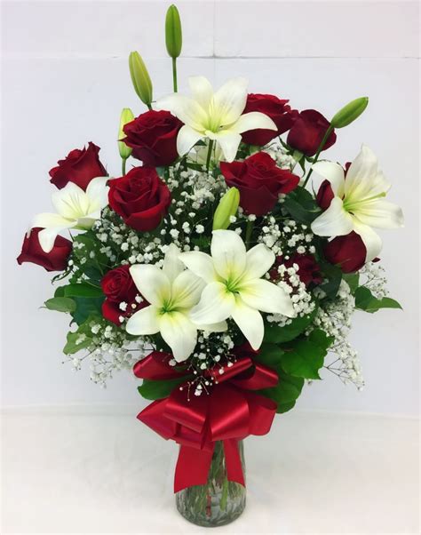 Loving Lilies with Long Stem Red Roses in Oregon City, OR | Herbst ...