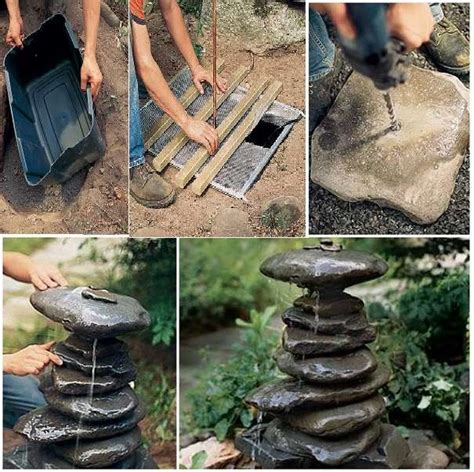 DIY- Stacked Rock Fountain