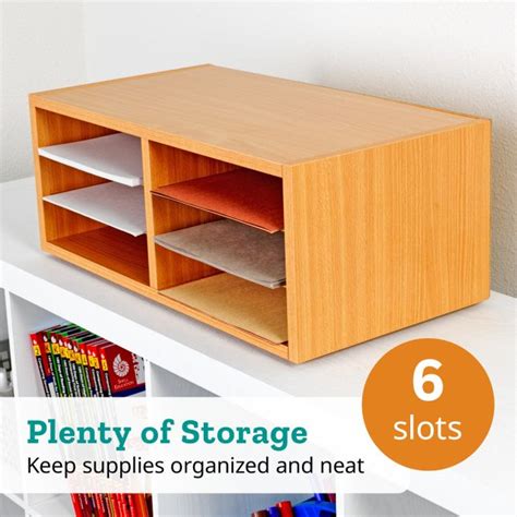 Oak 6-Slot Mail Center With Trays Single Color - 1 mail center, 6 trays ...