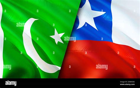 Pakistan and Chile flags. 3D Waving flag design. Pakistan Chile flag ...