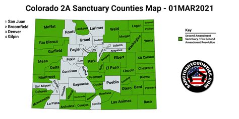 New Colorado Second Amendment Sanctuary State Map Update 01MAR2021 - Sanctuary Counties