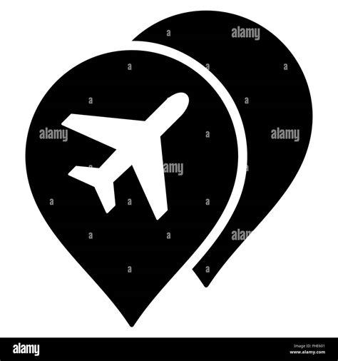 Airport Map Markers Flat Icon Stock Photo - Alamy