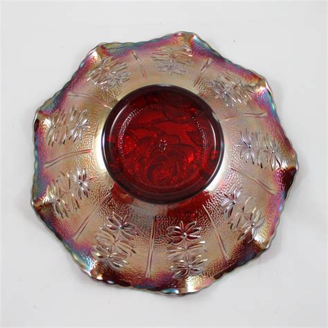 Imperial Open Rose Sunset Ruby Red Carnival Glass Bowl – Carnival Glass