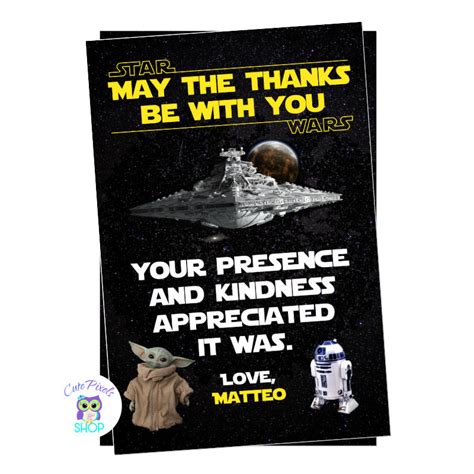 Star Wars Thank You Card - Star Wars Birthday – Cute Pixels Shop