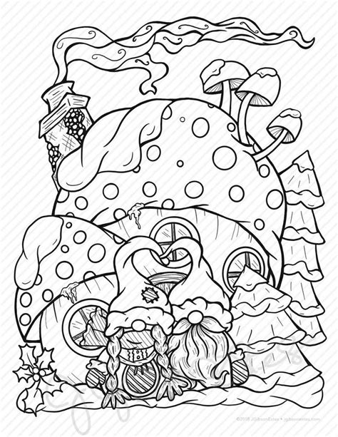 Gnome for the Holidays Printable Christmas Coloring Page Digital Stamp ...