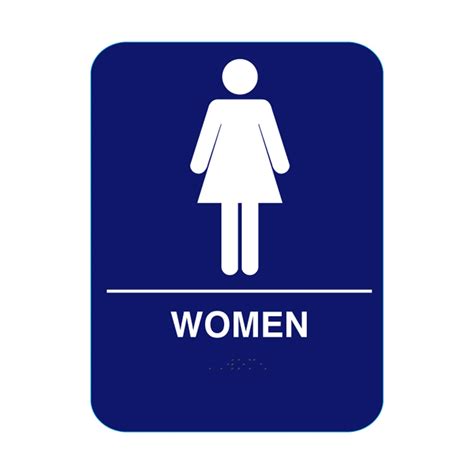 Women Restroom Sign With Braille - Blue #CR-W68