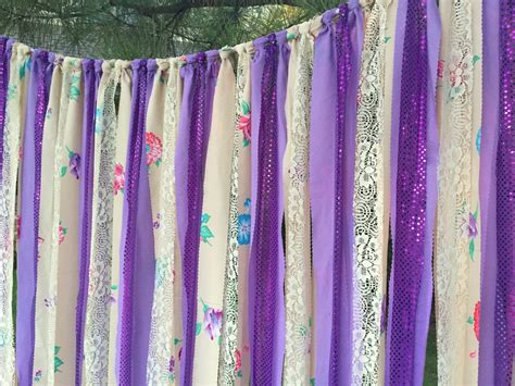 Purple/sequins/lace long chic garland rustic/farmhouse Rag | Etsy