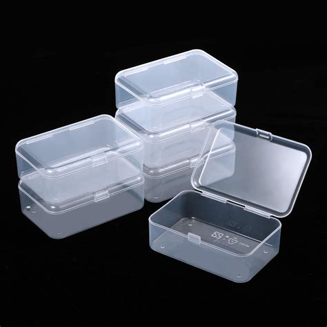 ISKYBOB 6 Packs Small Plastic Storage Containers, Clear Rectangle Bead ...