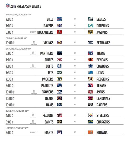 Week 2 Nfl Schedule Printable