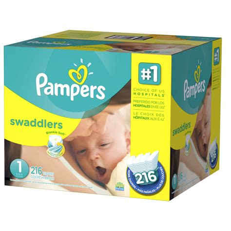 Pampers Swaddlers Size 1 Diapers, 216 Count, #1 Choice of US Hospitals ...