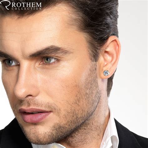 New Year's Gift for Men. Yellow Gold Diamond Earring. Trendy Stud Earrings, Stud Earrings For ...