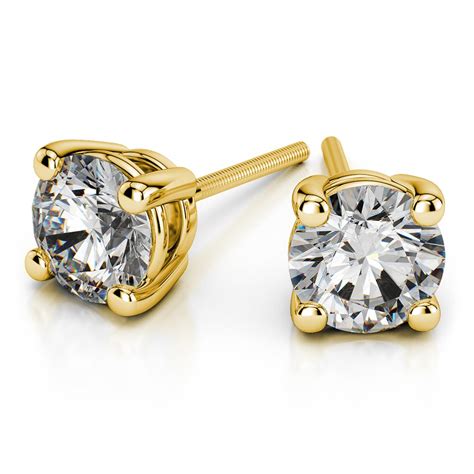 7.5 mm Moissanite Round Earrings In Yellow Gold