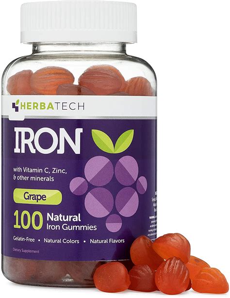 Iron Gummies for Adults and Kids, Chewable Multivitamin Supplement with Iron, Vitamin C, A, B ...