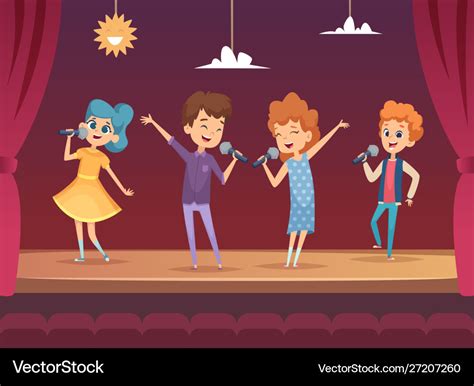 Kids stage children performance karaoke sing boys Vector Image