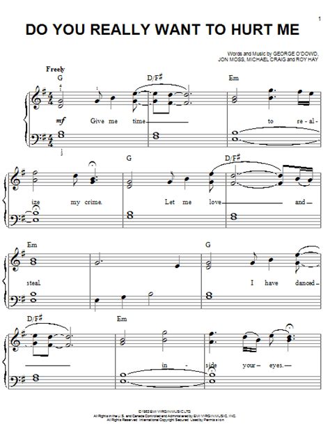 Do You Really Want To Hurt Me | Sheet Music Direct