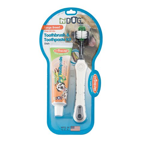 EZ Dog Toothbrush & Toothpaste Kit For Large Breeds, Vanilla Mint Flavor