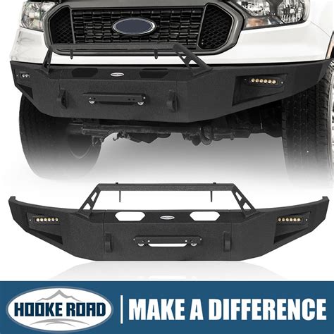 Hooke Road Front Bumper w/ Winch Plate & LED Lights Fit Ford Ranger ...