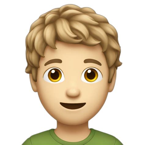 Caucasian-boy-child-shaggy-brown-hair-red-polo-shirt-black-trousers-doing-homework | AI Emoji ...