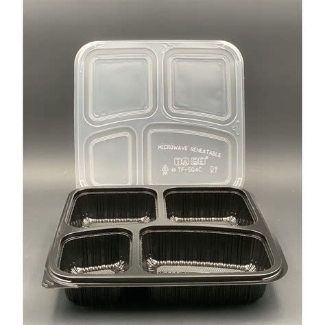 TAGE TFSQ4C 4 Compartment PP Lunch Box with Lid [ 50pcs± ] Disposable ...