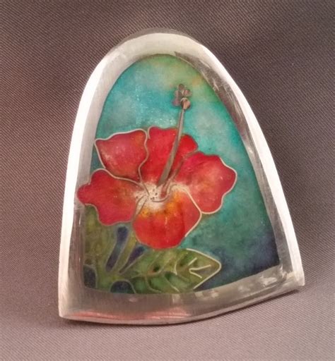 Fine silver and vitreous enamel, Hibiscus | Fine silver, Vitreous enamel, Enamel