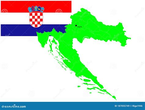 Croatia flag and map stock vector. Illustration of icon - 187055749