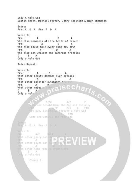 Only A Holy God Chords PDF (Here Be Lions / Dustin Smith) - PraiseCharts