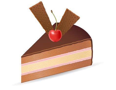 piece of chocolate cake with cherries vector illustration 514156 Vector ...