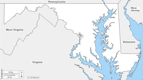 Maryland free map, free blank map, free outline map, free base map boundaries, names