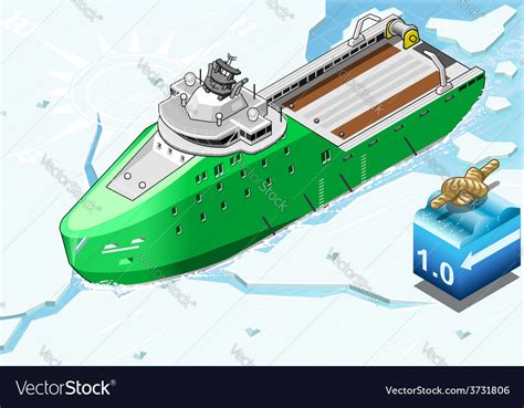 Isometric icebreaker ship breaking the ice Vector Image