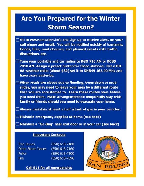 Winter Storm Preparedness Actions | San Bruno, CA Patch