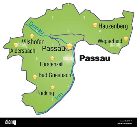 map of passau as an overview map in green Stock Vector Image & Art - Alamy