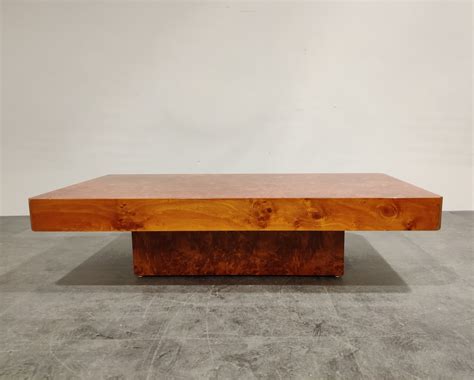 Vintage burl wooden coffee table, 1970s | #145958