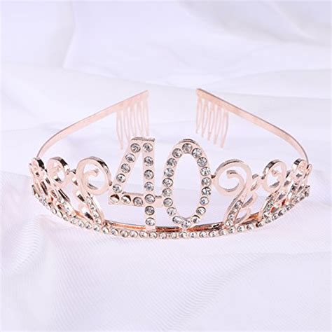 Frcolor Birthday Tiara, Rhinestone 40th Birthday Crowns Happy 40th ...