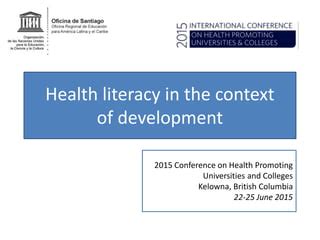 UNESCO: Health Promotion Literacy in a Development Context | PPT