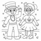Premium Vector  Mardi Gras jester Boy And Girl coloring Page sketch template