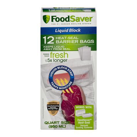 FoodSaver Quart Size Liquid Block Vacuum Heat-seal Bags, 12 Count - Walmart.com - Walmart.com